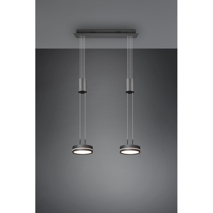 Світлодіодний торшер Trio Lights Franklin 426510208, Метал в т.ч. 35 Вт LED, зміна кольору, диммер (антрацит, підвіска 2-полум'я)