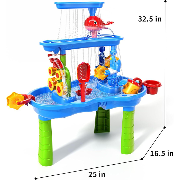 Дитячий водний стіл, дитячий піщаний і водний стіл, 3-рівневий відкритий водний ігровий стіл іграшки для дітей, водні сенсорні столи літні пляжні іграшки для дітей віком 3 4 5 6 7 8 3-рівневий водний стіл