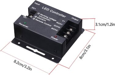 В 12 В 24 В 30 А RF світлодіодна стрічка Диммер ШІМ-контролер затемнення Бездротове керування або кнопкою для регулювання яскравості Підходить для світлодіодних стрічок (контролер RGB), 5