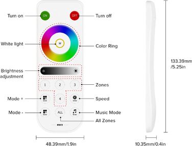 В 1 Світлодіодний контролер Bluetooth 2.4 ГГц, сумісний з WS2812B SK6812 WS2811 FCOB CCT 5050RGB/RGBW світлодіодна стрічка з сенсорною панеллю 2.4G/2.4G радіочастотним пультом дистанційного керування/додатком Музичний режим Kontrol (RB3 RGB/RGBW), 12