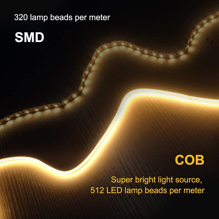 Світлодіодна стрічка тепла біла 3000K DC12V, 512 світлодіодів/м CRI90 Світлодіодні стрічки, гнучка світлодіодна стрічка своїми руками для прикраси кухні телевізором, 5M COB