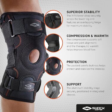 Наколінник Shock Doctor Knee Brace Колінний бандаж з подвійними шарнірами XL Black