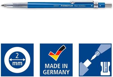 Ручка STAEDTLER Mars 780 C PR5 Drop Lead Pen, technico з інтегрованою свинцевою точилкою 2 мм, 5 і 1 акція, 6 шт. (1 упаковка) Набір крапельних олівців синій