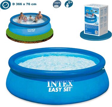 Басейн Intex Easy Set - надземний басейн, синій, 366 см x 366 см x 76 см