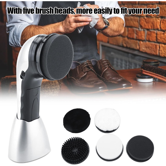 Автоматична електрична щітка для взуття Handheld Shine Polisher Chaussure Electrique avec Cinq Ttes de pour Cirages et L'entretien des Voyage Homme Battery