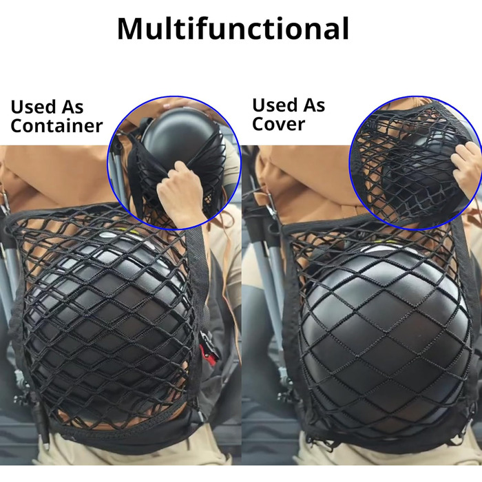 Тримач шолома для рюкзака, можна використовувати як чохол і контейнер, 4 бічні гумки, поставляється з 4 карабінами для елегантного перенесення шолома