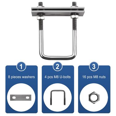 Гвинт M8, U-подібний кронштейн, квадратні болти, U-болти затискачі, U-болти для саду, автофургонів, DIY, сонячної установки та кріплення (4 шт. и, M8x50x100 ММ)