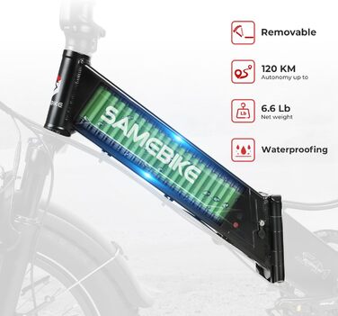 Електричний велосипед SAMEBIKE 250W E Bike Електричний велосипед 20 Fat Tire E Bike Складний велосипед 48V / 13Ah Акумулятор, позашляховий гірський велосипед, можна встановити круїзний режим, пульт дистанційного керування NFC Чоловіки Жінки Білий