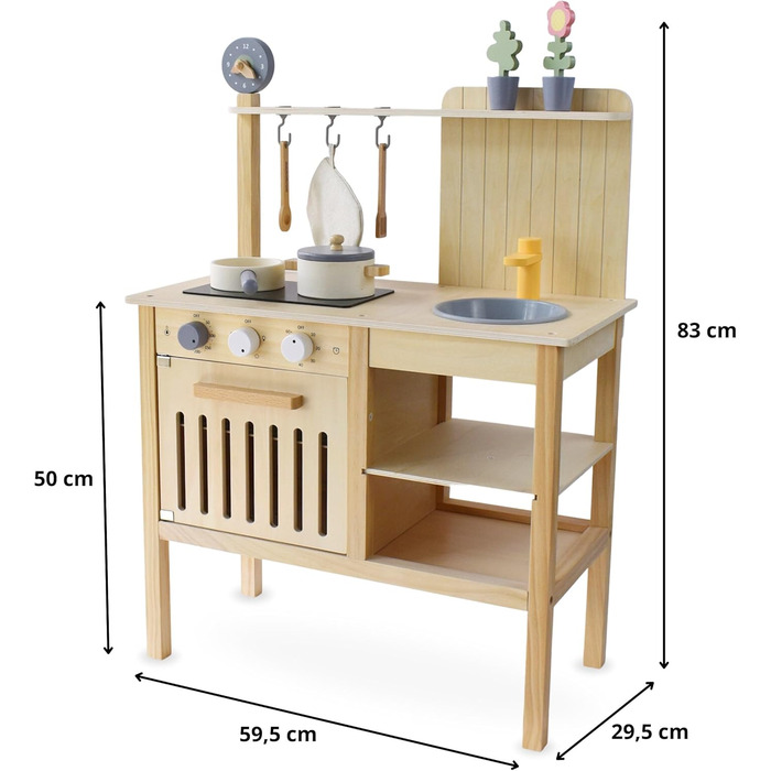 Дерев'яна кухня amabrum для дітей 3, іграшкова садова кухня в стилі бохо з аксесуарами, дитяча кухня для дому та саду