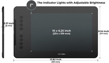 Графічний планшет XP-PEN DECO01V2, малювання, 10 x 6 дюймів, пасивний стилус, 8192 кроки, нахил і 8 ярликів, сумісний з Windows/Mac OS/ChromeBook/Android Deco01 V2