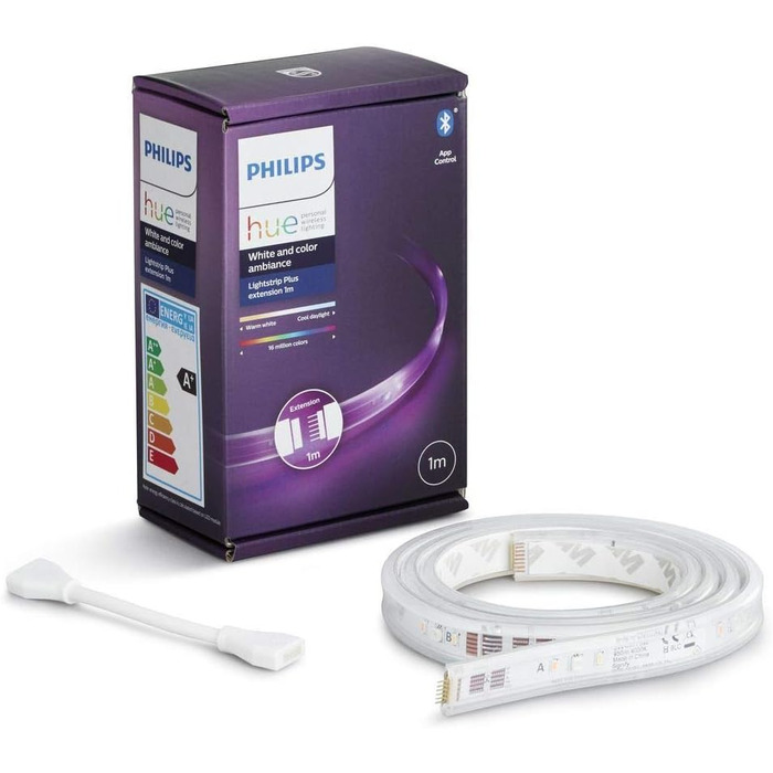 Відтінок Philips Bluetooth Lightstrip Plus White& Color Ambiance 2 м базовий набір 5 м розширення Світлодіодна стрічка з голосовим керуванням через Google Assistant, Apple Homekit Керується через додаток через смартфон