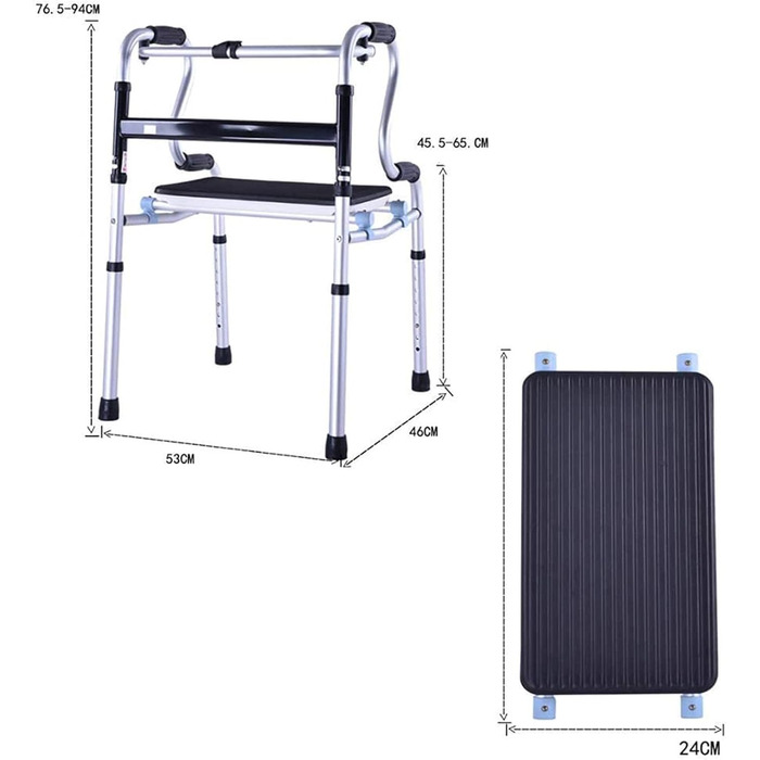 Ходунки, ходунки для людей похилого віку, регульовані по висоті, розбірні, реабілітаційне обладнання для інвалідів, з тросом і сидінням, душовий стілець для спільного використання