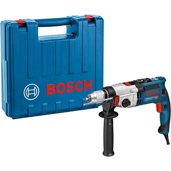 Ударний дриль Bosch Professional GSB 21-2 RCT (діаметр свердління в бетоні 13-22 мм, 1300 Вт, у комплекті швидкозатискний патрон 13 мм, обмежувач глибини 210 мм, додаткова ручка, кейс)