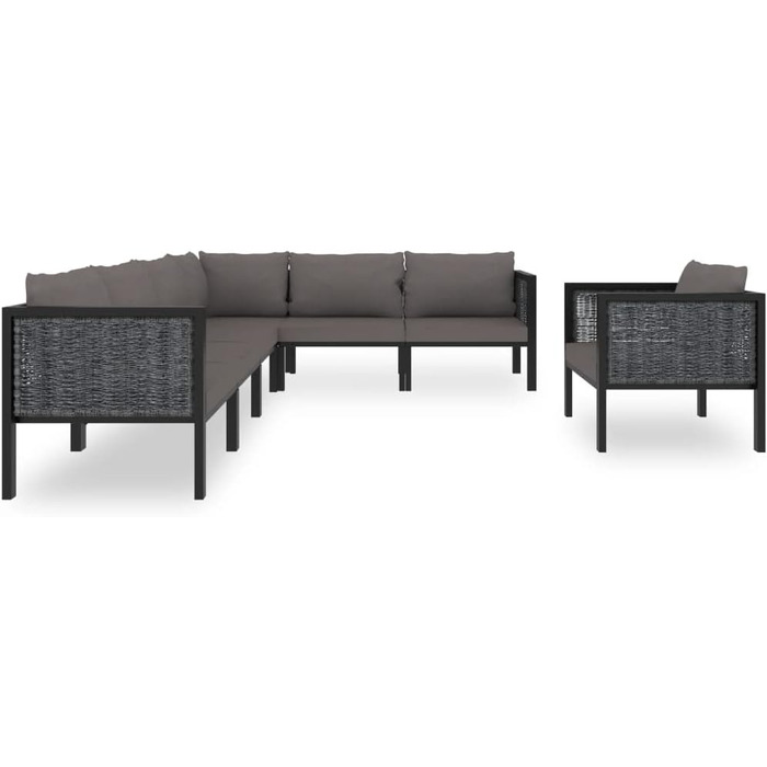 Комплект для відпочинку в саду з подушками Poly Rattan Anthracite, 7 шт.