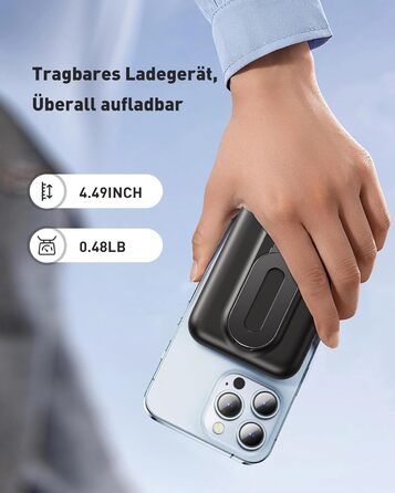 Складаний бездротовий портативний зарядний пристрій Power Bank PD20w Fast Charging Зовнішній акумуляторний блок Бездротовий портативний зарядний пристрій для iPhone 16/15/14/13/12 Iwatch, 10000Mah Magnetic Power Bank 3 In 1