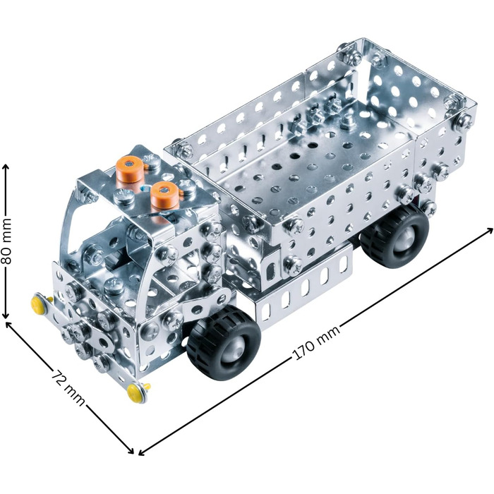 Металевий конструктор Eitech 00280 - Вантажівка-самоскид, будівельний автомобіль, вантажівка з самоскидом, 190 деталей, самоскид приблизно 17 см, будівельна іграшка для дітей віком від 8 років і старше