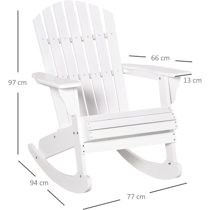 Садове крісло Outsunny Adirondack Крісло-гойдалка Крісло-гойдалка Садове крісло Садові меблі Балконне крісло Білий 77 x 94 x 97 см