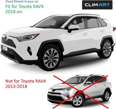 Вітровий дефлектор CLIM ART для/сумісний з Toyota RAV4 2019-2024, позашляховик Автомобільний чохол від дощу, дефлектори дощу, клейкі дефлектори, 4 шт. и, темний