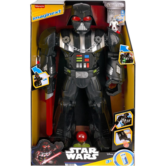 Робот Fisher-Price Imaginext Star Wars Дарт Вейдер, іграшка висотою близько 60 см, світло, звуки та лита фігурка штурмовика, від 3 років, HXG51