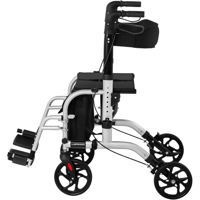 Транспортне крісло Uniprodo UNIROLL03 2in1 Rollator Допоміжний засіб для ходьби 2 в 1 з підставками для ніг