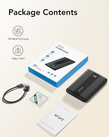 Швидка зарядка USB C Ультратонкий зовнішній акумулятор для мобільних телефонів Портативний зарядний пристрій Компактний павербанк Маленький, але потужний з 3 виходами для смартфонів iPhone Samsung Huawei, 10000mAh 20W