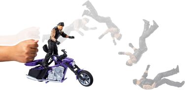 Транспортний засіб Mattel WWE WREKKIN SLAMCYCLE та фігурка Undertaker - мотоцикл Boneyard Slamcycle з 8 деталями, що розпадаються на частини, включаючи фігурку WWE Undertaker, ланцюговий підйомник та пусковий механізм з катапультованим сидінням, HTR84