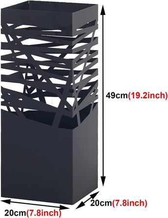 Підставка для парасольок CCYENG Сучасна прямокутна підставка для парасольки, випорожнений тримач для парасольки високої місткості для дому 20x20x49см, для стіни/веранди/дверей/кутника, металевий