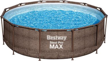 Змінний каркасний басейн Bestway Steel Pro MAX без аксесуарів Ø 366 x 100 см, Ротанговий вигляд (шоколадно-коричневий), Круглий