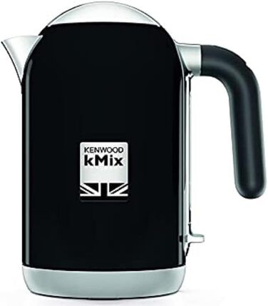 Чайник Kenwood kMix ZJX740BK, високоякісний металевий корпус у стильному дизайні, знімний фільтр від накипу з нержавіючої сталі, автоматичне відключення, база 360, ємність 1,7 літра, 2200 Вт, чорний