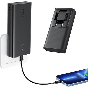 Швидка зарядка, 10000mAh Power Bank Socket AC Зовнішня батарея USB C PD QC3.0 Портативний зарядний пристрій Складаний адаптер живлення Сумісний з iPhone Samsung Huawei Смартфон, 22.5W