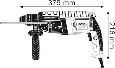 Перфоратор Bosch Professional GBH 2-28 F (у комплекті з додатковою ручкою, обмежувачем глибини 210 мм, машинною шкуркою, вставкою L-BOXX, L-BOXX) GBH 2-28 у кейсі