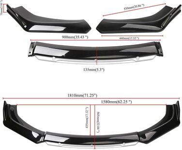 Губа переднього бампера для BMW X3 F25 2011-2017, Спойлер Губний спойлер Розгалужувач підборіддя Аксесуари для захисного бампера, A1-All Black Звичайний A1-All Black