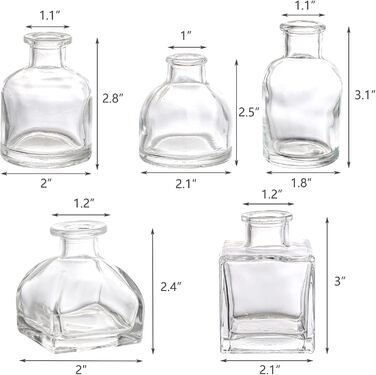 Набір Hedume з 10 маленьких скляних ваз для квітів, прозорі скляні вази, декоративні вази для квітів у сільському стилі, міні-столові вази для квітів для прикраси будинку, центральних елементів, заходів, вінтажного вигляду