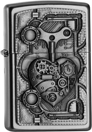 Запальничка Zippo PL STEAM Punk Heart, латунна, з вигляду нержавіючої сталі, 1 x 3,5 x 5,5 см