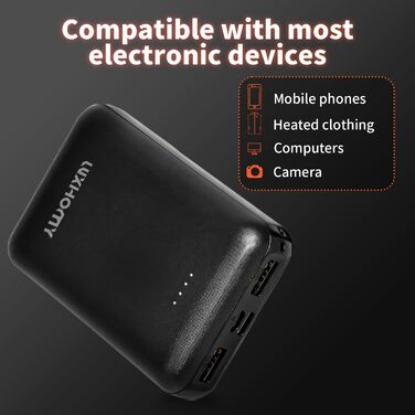 Power bank для жилета та куртки з підігрівом 10000mAh, USB-C, micro USB, 2 вихідні порти USB, сумісний з одягом на 5V