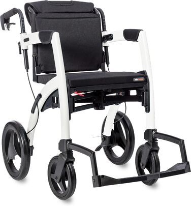 В 1 Rollator Walker Wheelchair Combo - Складне транспортне крісло - Rollator Wheelchair Combo - сучасний дизайн і максимальна підтримка (звичайна) звичайна Pebble White, 2.1 Pebble White - 2