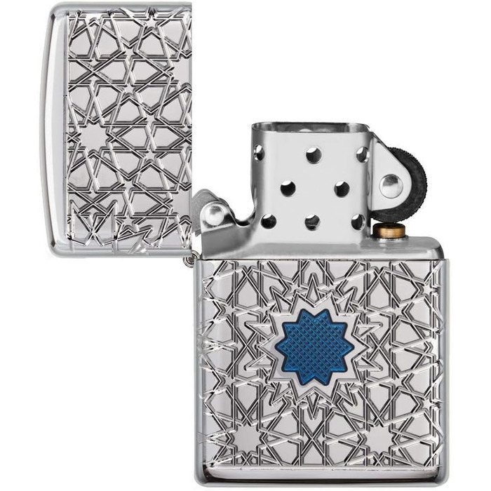 Кишенькова запальничка Zippo з візерунком арабської зірки, високополірований хром, 49076, Високополірована хромована зірка, Один розмір