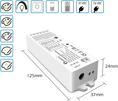 Контролер GLEDOPTO ZigBee для світлодіодної стрічки RGBCCT WRGBWW для 12 В або 24 В протестовано з Philips Hue*, Alexa Echo Plus, Homee (серія 5в1 Pro)