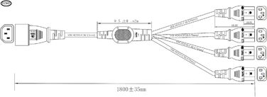 Кабель HT ДБЖ PDU Комп'ютерний ПК Кабель розподілу живлення C14 до 4 x C13 10A 250V Подовжувач (1,8 м)