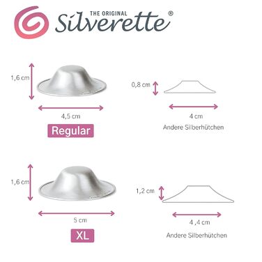 Срібний капелюх Silverette з масиву стерлінгового срібла - Шапка для годування - Захист від болю та запалених сосків - Захист сосків для годуючих матерів - XL