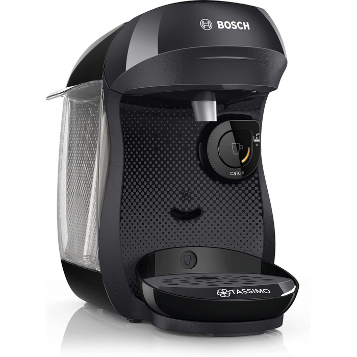 Капсульна машина Bosch Tassimo Happy TAS1002N кавоварка від Bosch, понад 70 напоїв, повністю автоматична, підходить для всіх чашок, компактна, 1400 Вт, чорний/антрацит