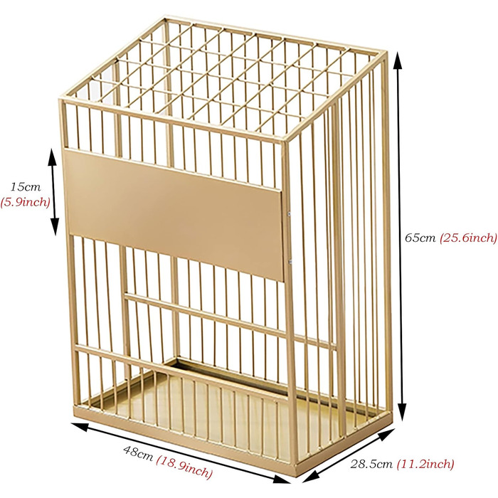 Підставка для парасольок MXNNPOO Великий прямокутний тримач для парасольок, золота 28 сітка видовбана підставка для парасольок, двері Вхід Вхідні кутові коридори Передпокій Металева підставка для парасольок Екран