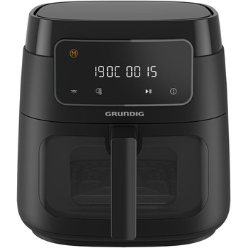 Фритюрниця Grundig FRY 7320, ємність 7,6 л, 1750 Вт, сенсорний дисплей, велике оглядове вікно, налаштування температури та часу, антипригарне покриття, кошик, який можна мити в посудомийній машині, чорний