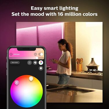 Стартовий набір Philips Hue White Ambiance E27 з 3 частин, включаючи розумну кнопку 3x800 лм і білий і Col. Amb. Lightstrip Plus 2m Base, 1600 лм, 16 мільйонів кольорів, керується через додаток, сумісний з Storeo Alexa Bundle з Lightstrip Plus 2m