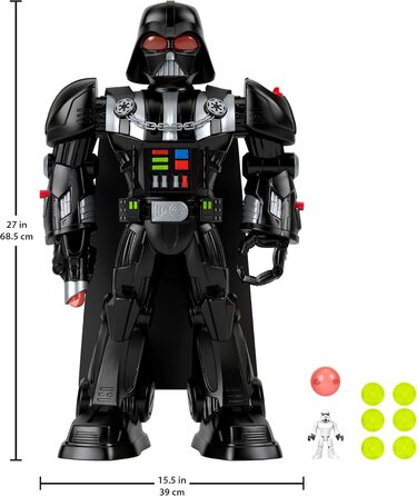 Робот Fisher-Price Imaginext Star Wars Дарт Вейдер, іграшка висотою близько 60 см, світло, звуки та лита фігурка штурмовика, від 3 років, HXG51