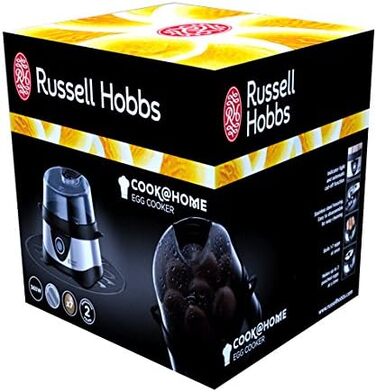 Яйцеварка Russell Hobbs переможець тесту, 1-7 варених або 3 яйця на пару до точки Нержавіюча сталь (включаючи вставку для пароварки, автоматичне вимкнення, сигнальний сигнал, без бісфенолу А, мірний стакан) 14048-56