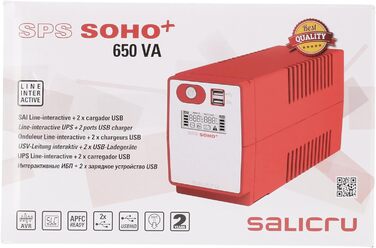 ДБЖ SALICRU SPS 1200 SOHO (лінійний інтерактивний ДБЖ 500 ВА - 2200 ВА з подвійним зарядним пристроєм USB) (650 ВА)