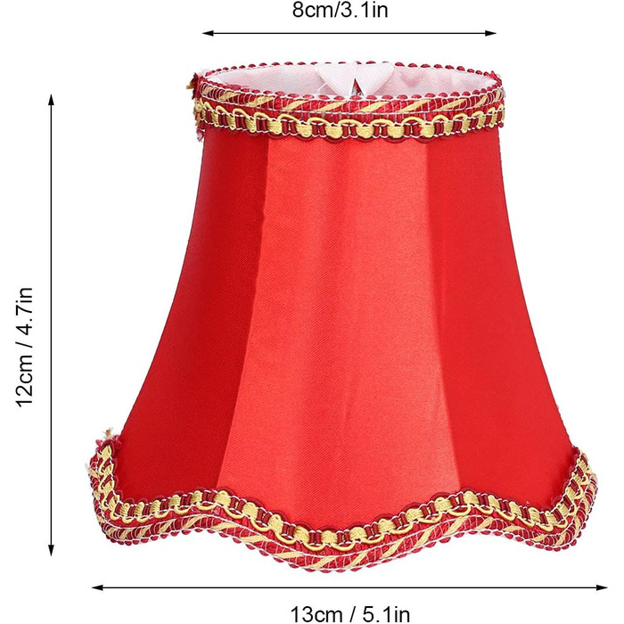 И E14 тканинний абажур, червоний сучасний абажур, що застібається, золотий мереживний край для дому Настінні торшери Декор люстри, 3 шт.