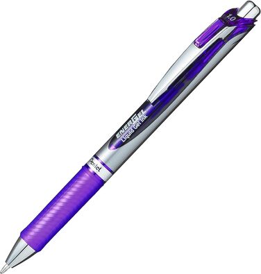 Гелева ручка Pentel EnerGel BL80, висувна, 1,0 мм, 54 перероблена, 9 шт. , фіолетове чорнило