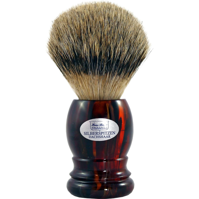 Ексклюзивна щітка для гоління Hans Baier Silvertip Badger Hair - ручка пластикова, Гавана